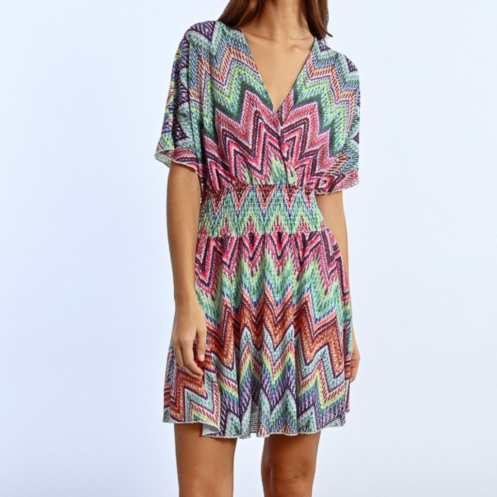 Nwt Molly Bracken Chevron Knit Dress Multicolor Chic